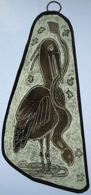The grey heron and the eel Claire Cornish Cockle Bay Glass